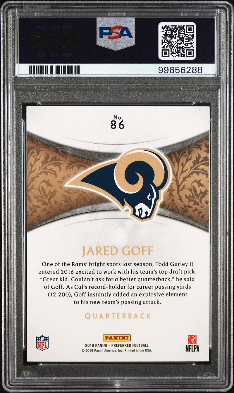 2016 Panini Crown Royale 86 Jared Goff PSA 10