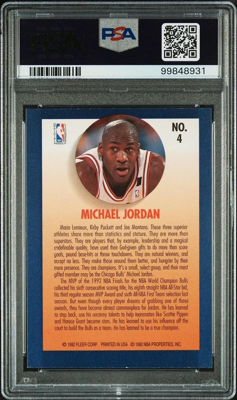 1992 Fleer Team Leaders 4 Michael Jordan PSA 8