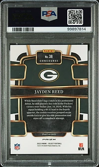 2023 Panini Select 38 Jayden Reed Maroon Prizm PSA 10