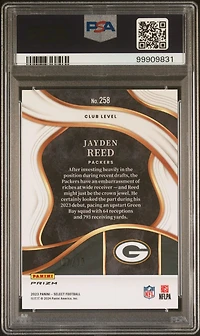 2023 Panini Select 258 Jayden Reed Gold Prizm PSA 10