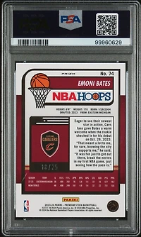 2023 Panini Hoops Premium Stock 74 Emoni Bates Premium Blue Prizm PSA 10