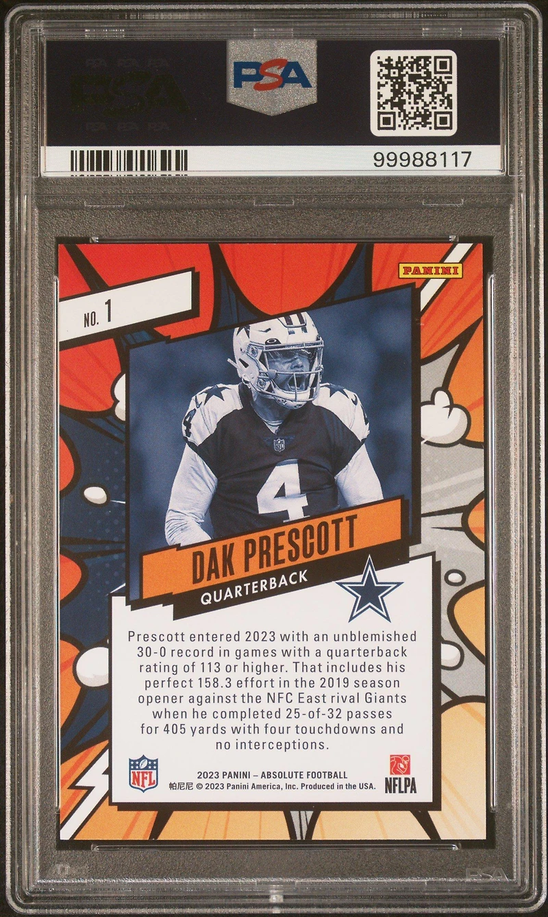 2023 Panini Absolute Explosive 1 Dak Prescott PSA 9