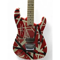 Used EVH Striped Series Frankie Red With Black And White Stripes Solid Body Electric Guitar
