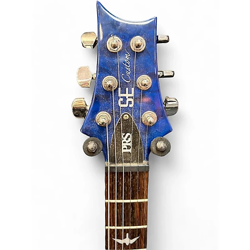 Used PRS SE Custom 24 Blue Ghost Flames Solid Body Electric Guitar