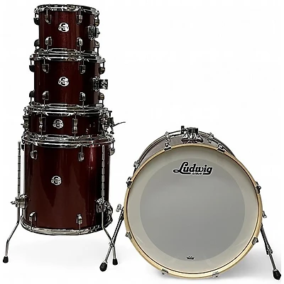 Used Ludwig 5 Piece Element Evolution Red Sparkle Drum Kit