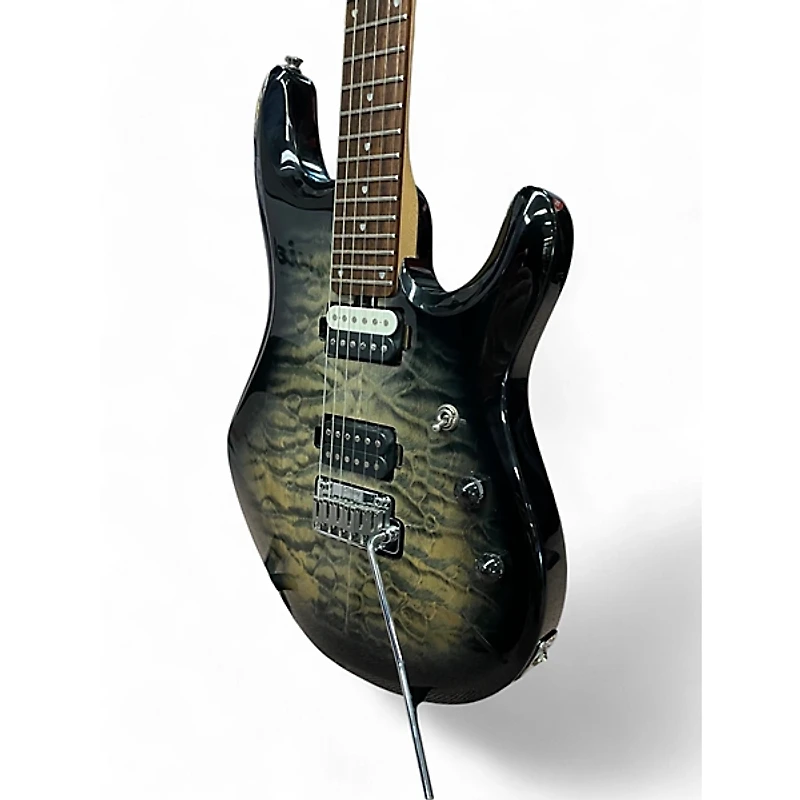 Used Sterling by Music Man JP100 QUILTED Trans Black Solid Body Electric Guitar
