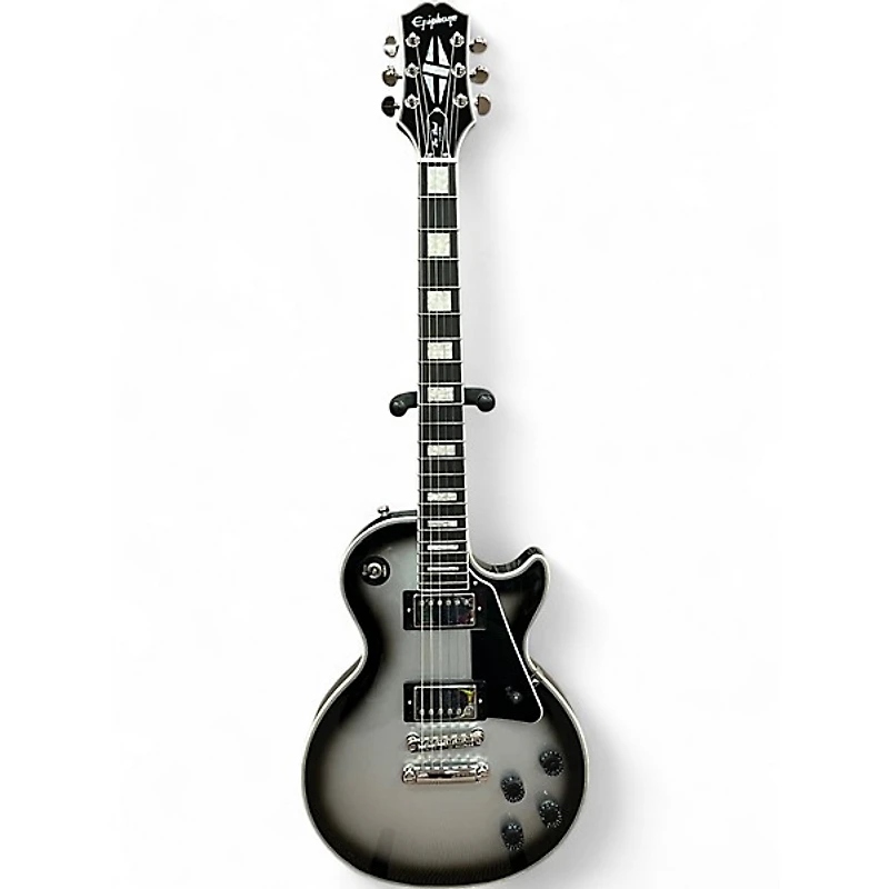 Used Epiphone Les Paul Custom Black and Silver Solid Body Electric Guitar