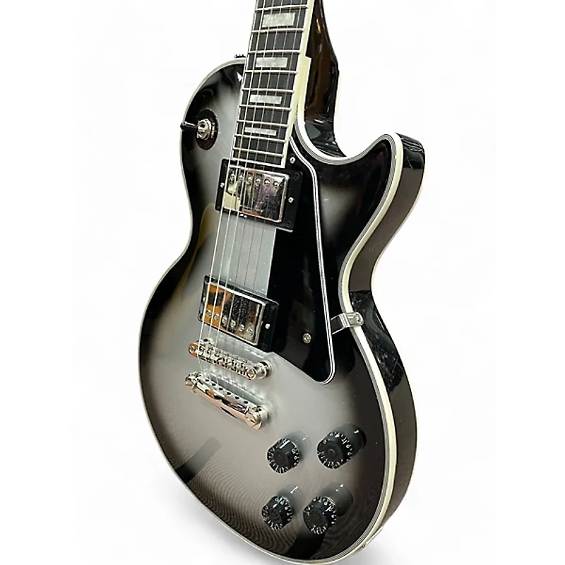 Used Epiphone Les Paul Custom Black and Silver Solid Body Electric Guitar