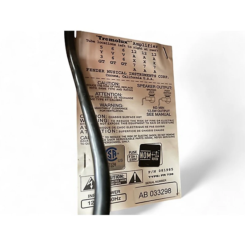 Used Fender Eric Clapton Signature Tremolux 1x12 12W Handwired Tube Guitar Combo Amp