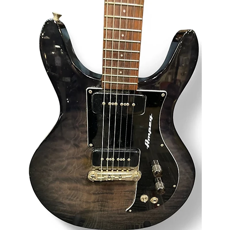 Used Ampeg dan armstrong doublecut p-90s Trans Black Solid Body Electric Guitar