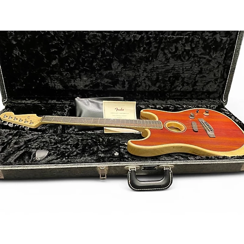 Used Fender American Acoustasonic Stratocaster Natural Acoustic Electric Guitar