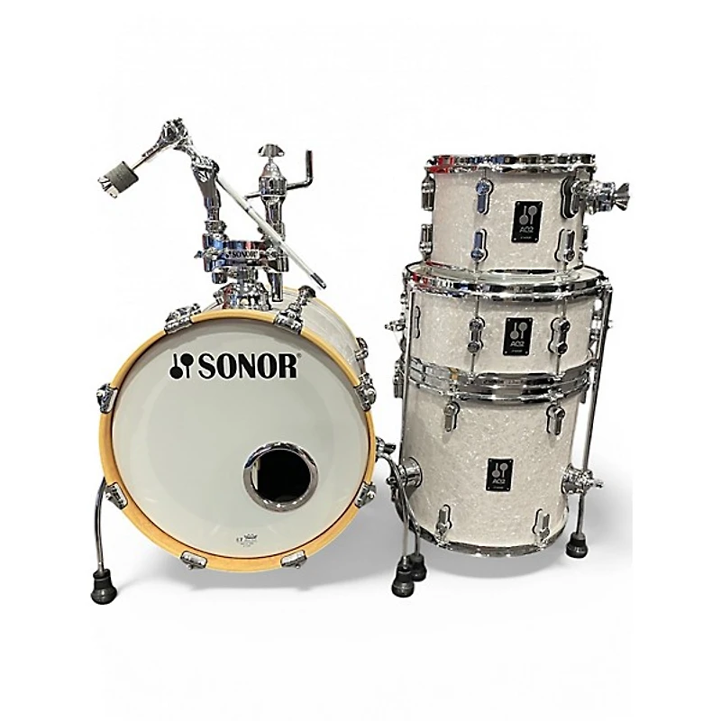 Used SONOR 4 Piece AQ2 SAFARI WHITE MARINE PEARL Drum Kit