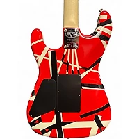 Used EVH Striped Series Frankie Red with Black and White Stripes Solid Body Electric Guitar
