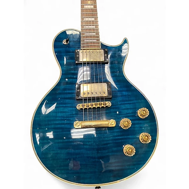 Used 1990s Aria Pro Ii PE-DLX Blue Solid Body Electric Guitar