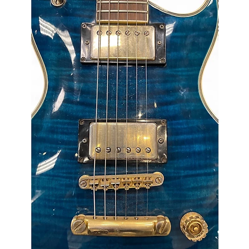 Used 1990s Aria Pro Ii PE-DLX Blue Solid Body Electric Guitar