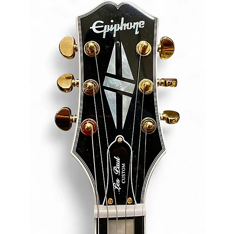 Used Epiphone Les Paul Custom Blackback Antique Ivory Solid Body Electric Guitar