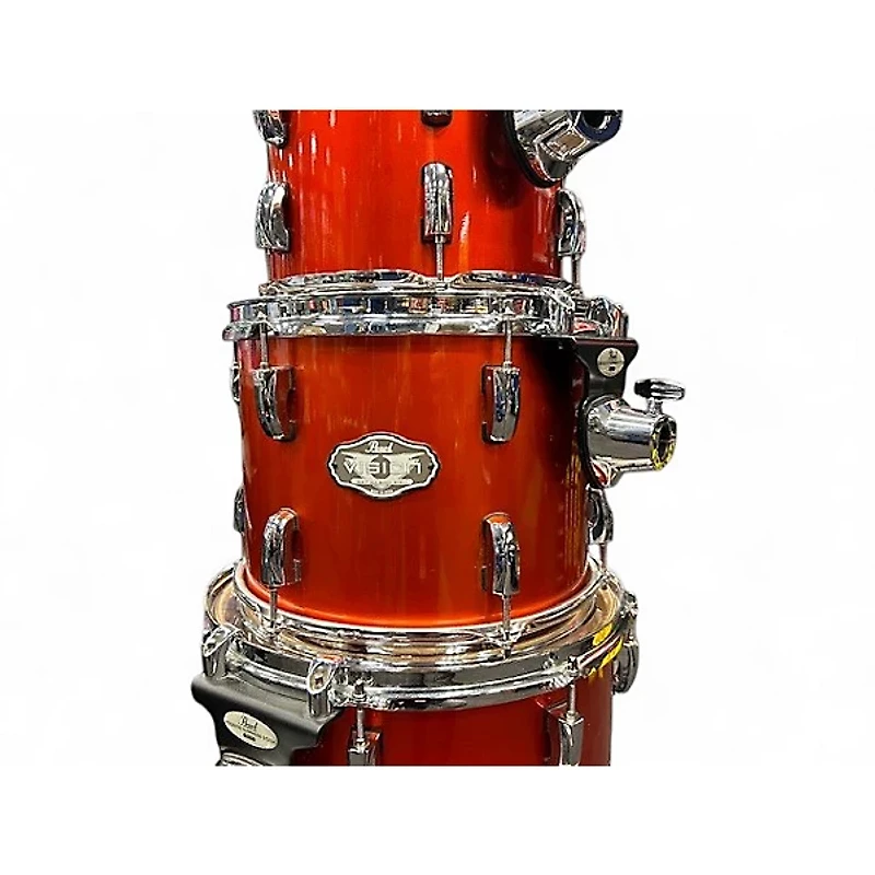 Used Pearl 5 Piece Vision Metallic Orange Drum Kit