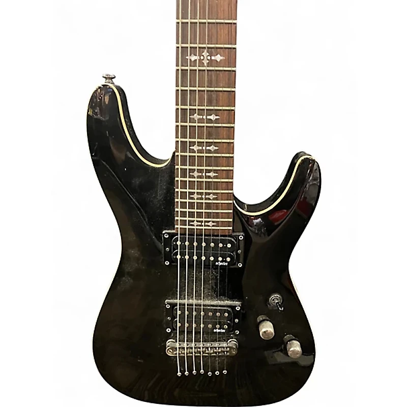 Used Schecter Guitar Research Omen 7 Satin Black Solid Body Electric Guitar