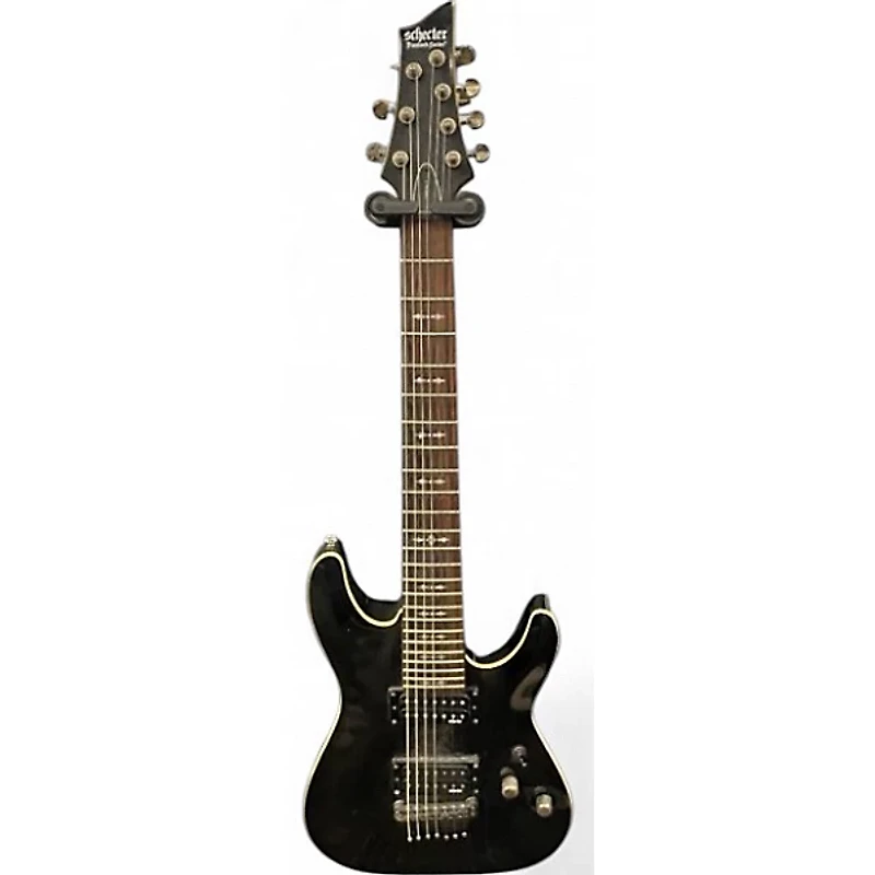 Used Schecter Guitar Research Omen 7 Satin Black Solid Body Electric Guitar