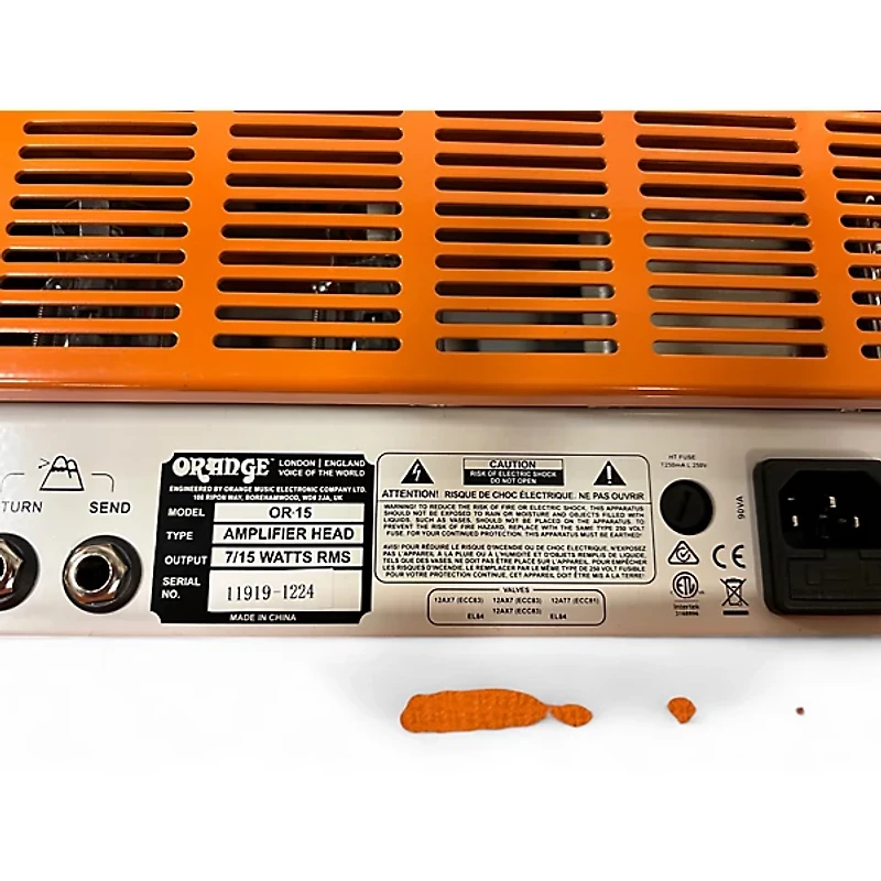 Used Orange Amplifiers OR15H 15W Tube Guitar Amp Head