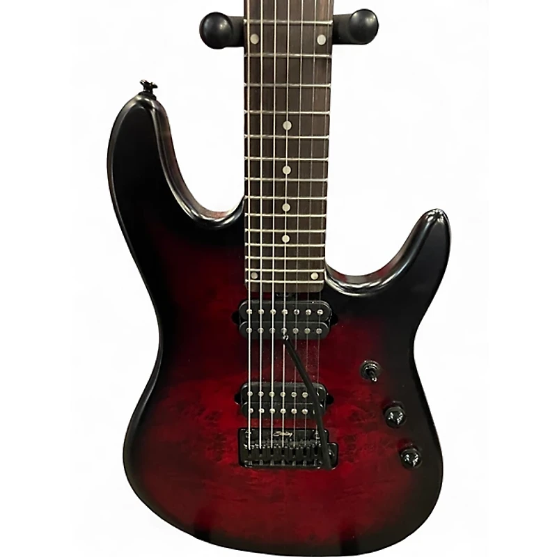 Used Sterling by Music Man JASON RICHARDSON CUTLASS 7 STRING DARK SCARLET BURST SATIN Solid Body Electric Guitar