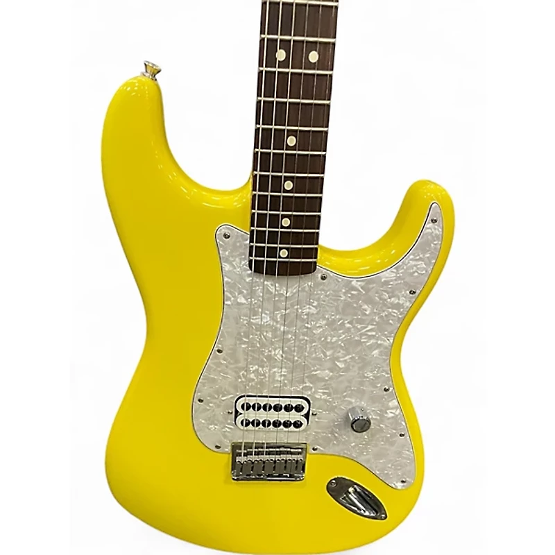 Used Fender Tom Delonge Signature Stratocaster Graffiti Yellow Solid Body Electric Guitar