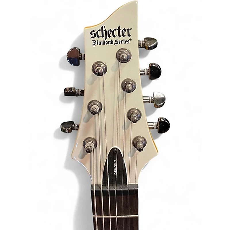 Used Schecter Guitar Research Demon 7 String Pearl White Solid Body Electric Guitar