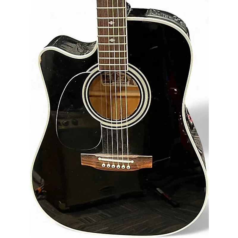 Used Takamine EF341SC Left Handed Black Acoustic Electric Guitar