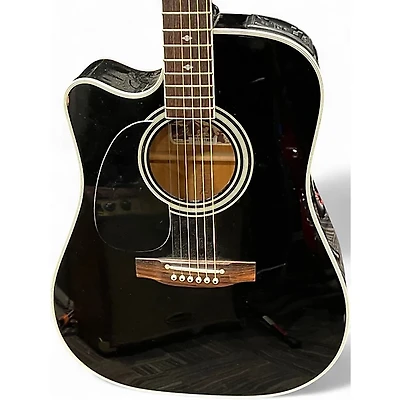 Used Takamine EF341SC Left Handed Black Acoustic Electric Guitar
