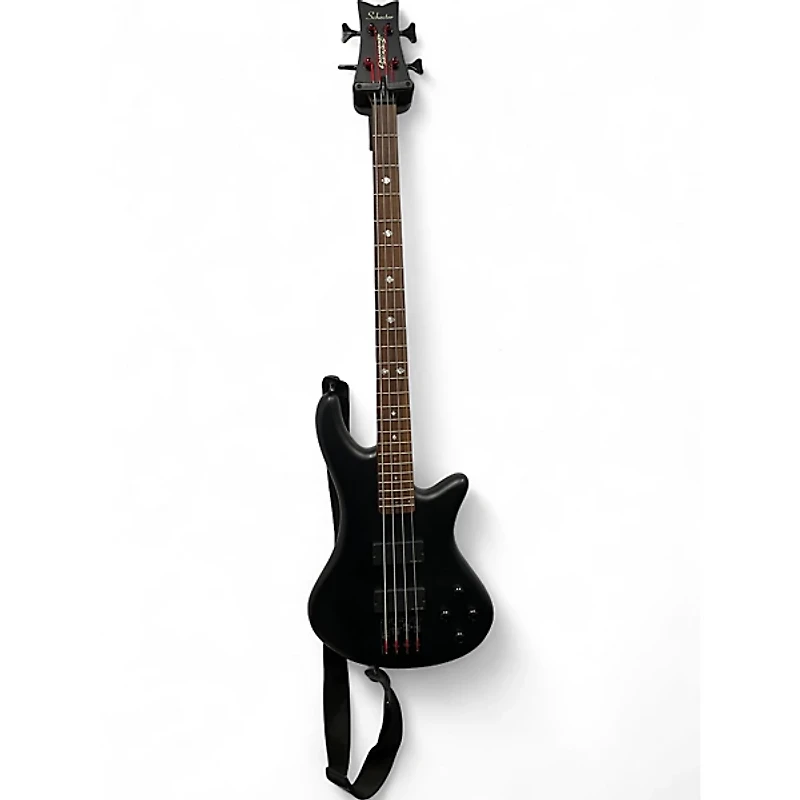 Used Schecter Guitar Research Stiletto Custom 4 String Black Electric Bass Guitar