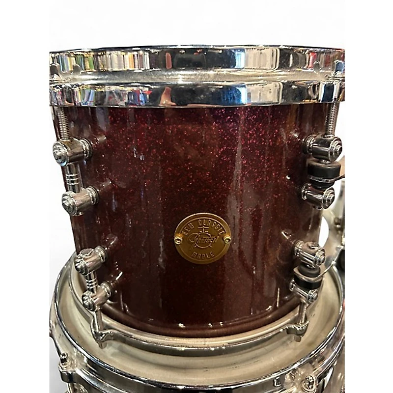 Used Gretsch Drums 4 Piece New Classic Maple Red Sparkle Drum Kit