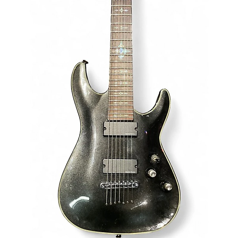 Used Schecter Guitar Research Damien Elite 7 Black Solid Body Electric Guitar