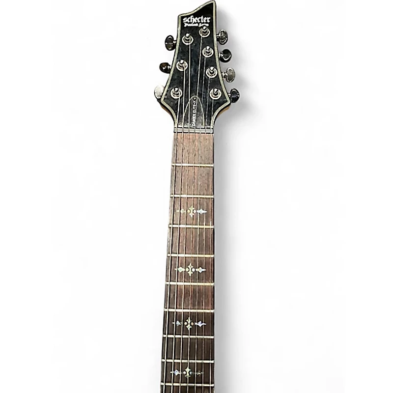 Used Schecter Guitar Research Damien Elite 7 Black Solid Body Electric Guitar