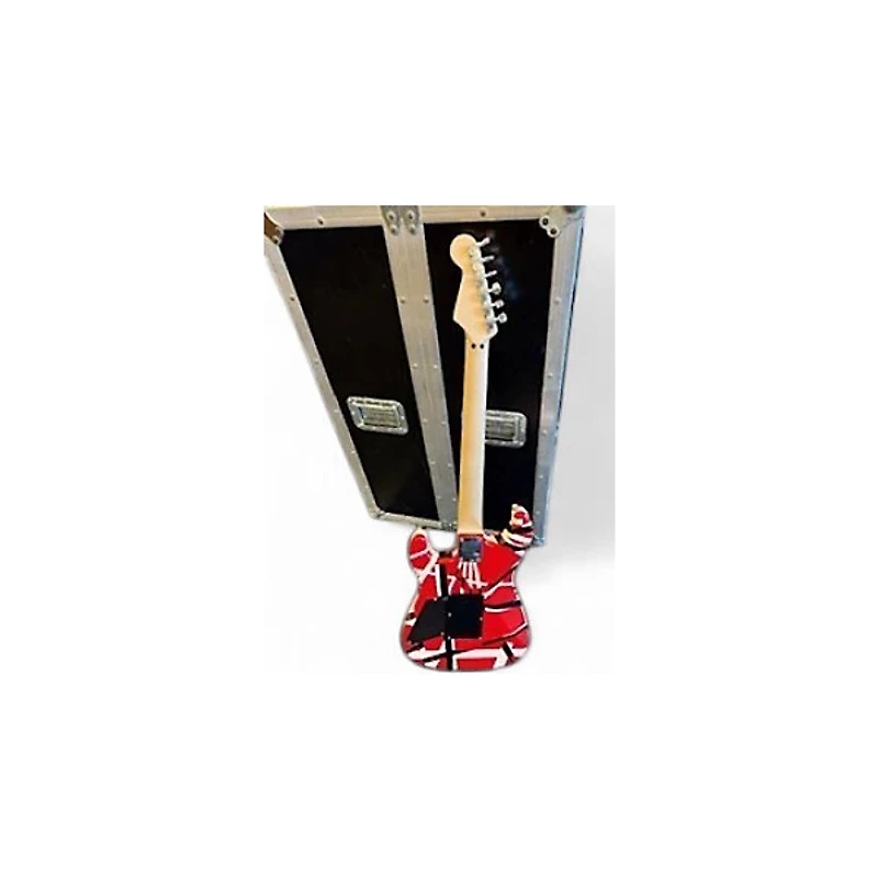 Used EVH Striped Series Frankie Red with Black and White Stripes Solid Body Electric Guitar