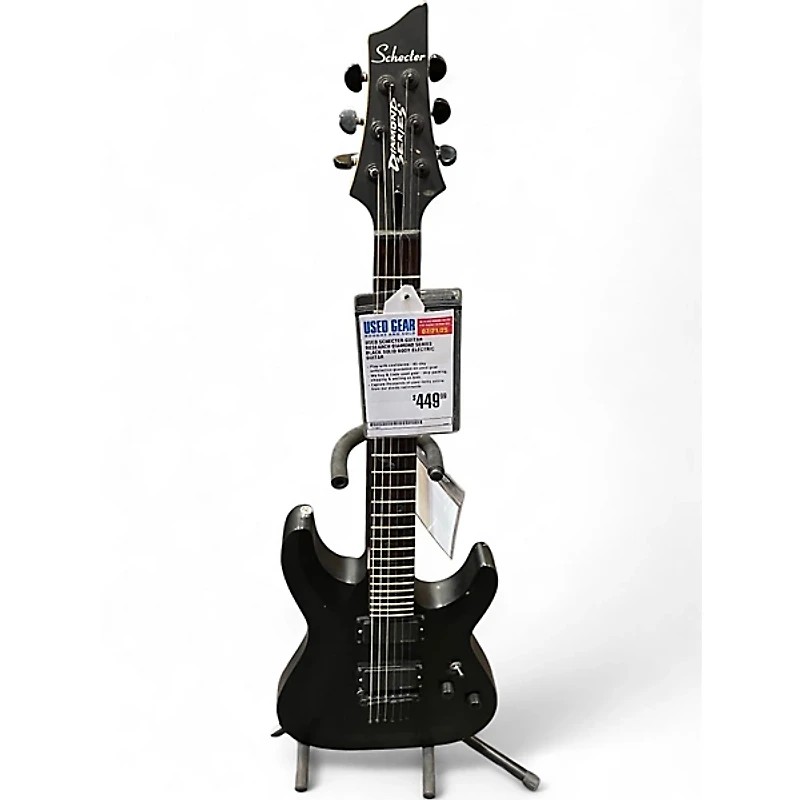 Used Schecter Guitar Research Diamond Series Black Solid Body Electric Guitar