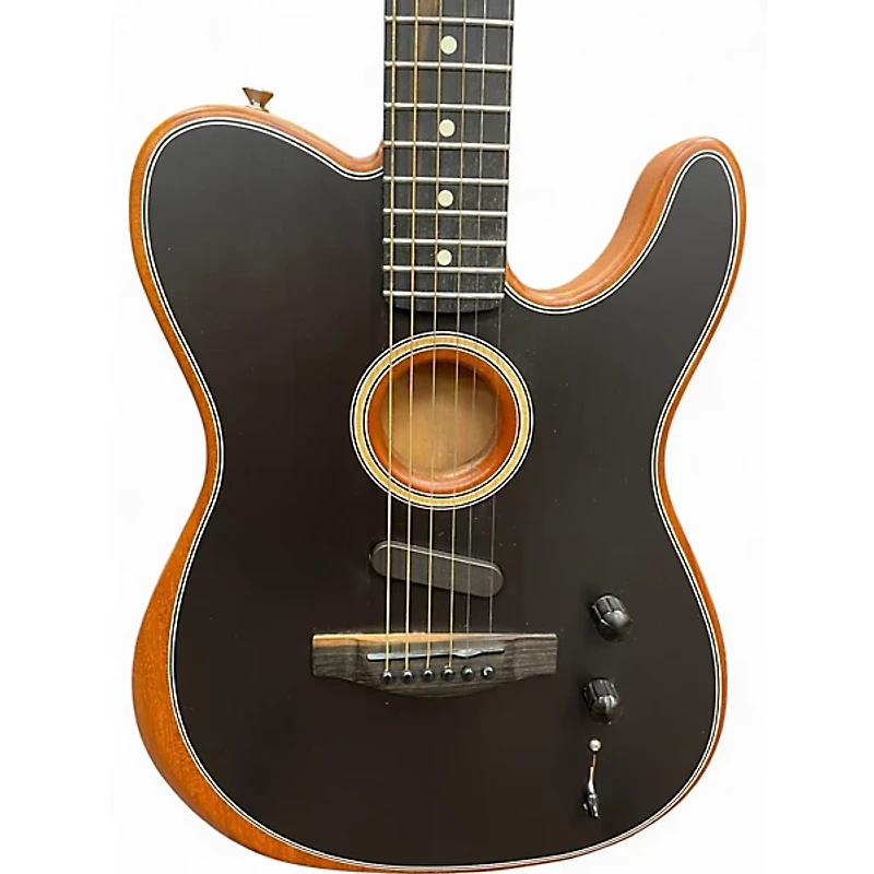 Used Fender American Acoustasonic Telecaster Black Acoustic Electric Guitar