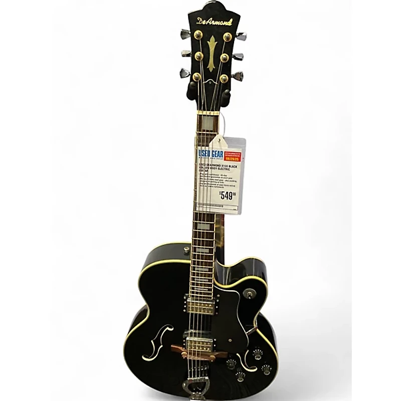 Used DeArmond X155 Black Hollow Body Electric Guitar