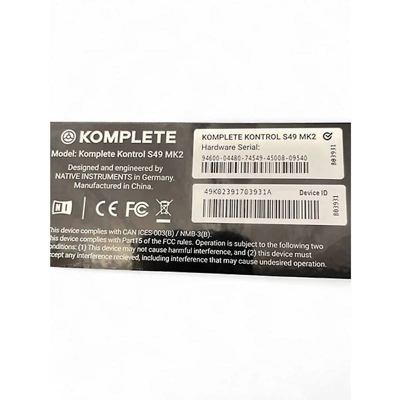 Used Native Instruments Komplete Kontrol S49 MK2 MIDI Controller