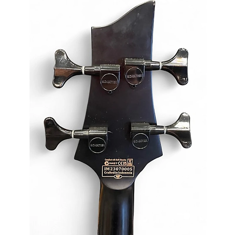 Used Schecter Guitar Research STILETTO STEALTH Black Electric Bass Guitar