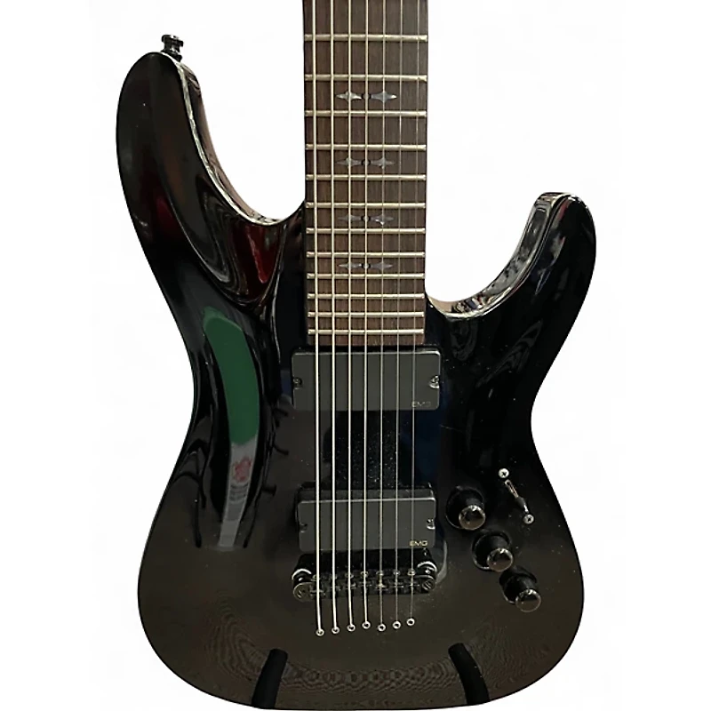 Used Schecter Guitar Research Hellraiser C7 7 String Black Solid Body Electric Guitar