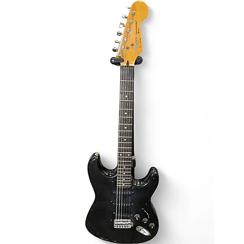 Used Squier STRATOCASTER Black Solid Body Electric Guitar