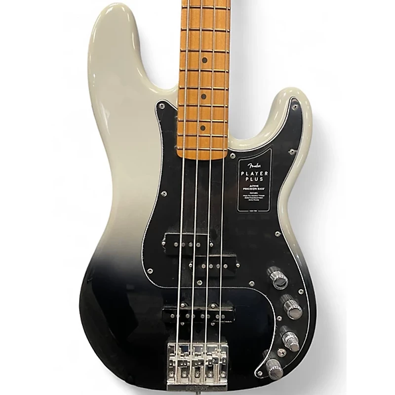 Used Fender Player Plus Active Precision Bass Black and White Electric Bass Guitar