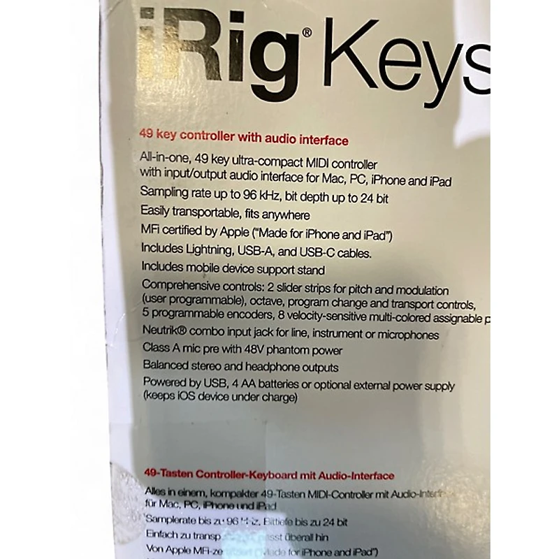 Used IK Multimedia iRig Keys 49 MIDI Controller