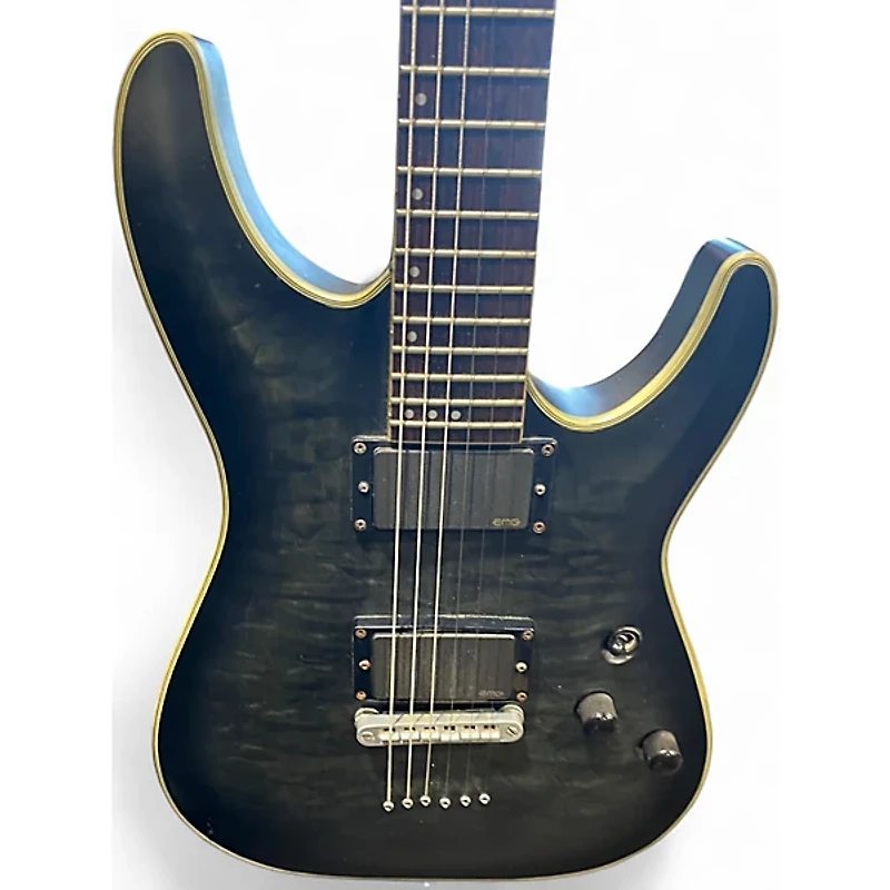 Used Schecter Guitar Research C1 Platinum Trans Black Solid Body Electric Guitar