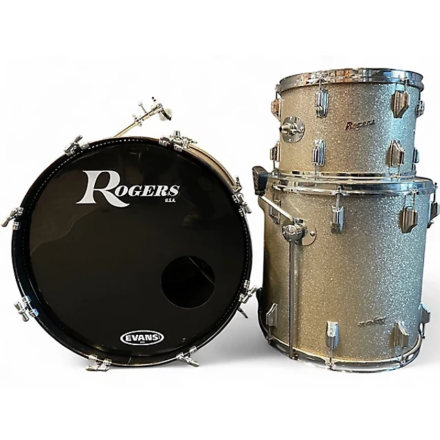 Vintage 1960s Rogers 3 Piece Cleveland Series Holiday Champagne Sparkle Drum Kit