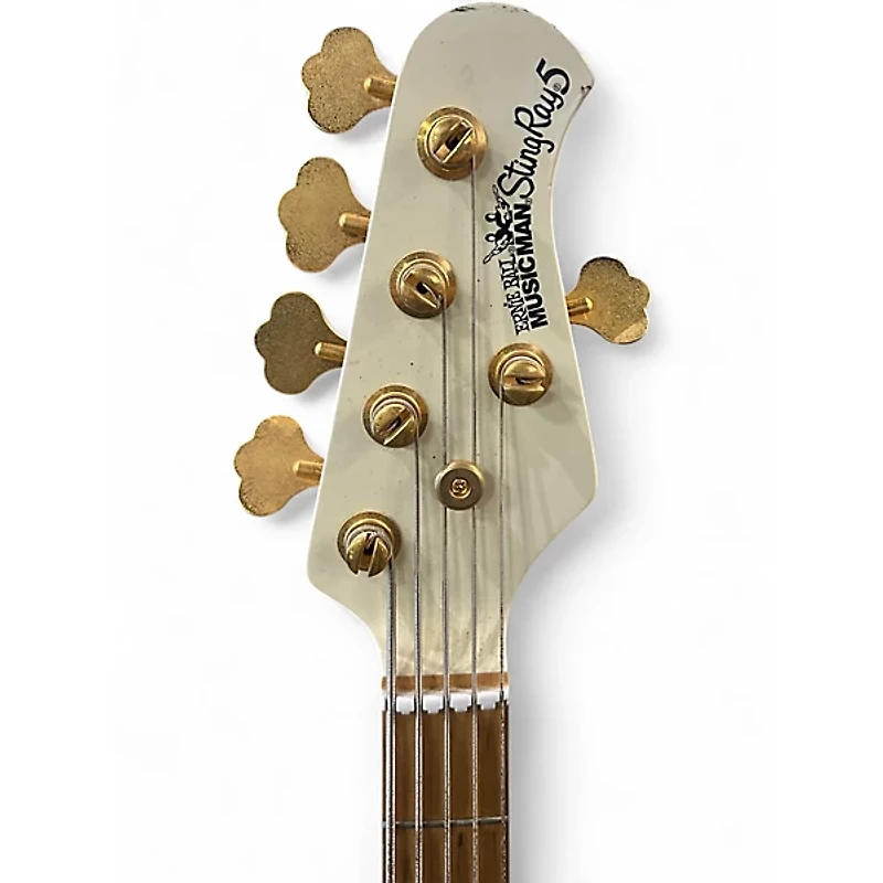 Used Ernie Ball Music Man Stingray HH 5 String White Electric Bass Guitar