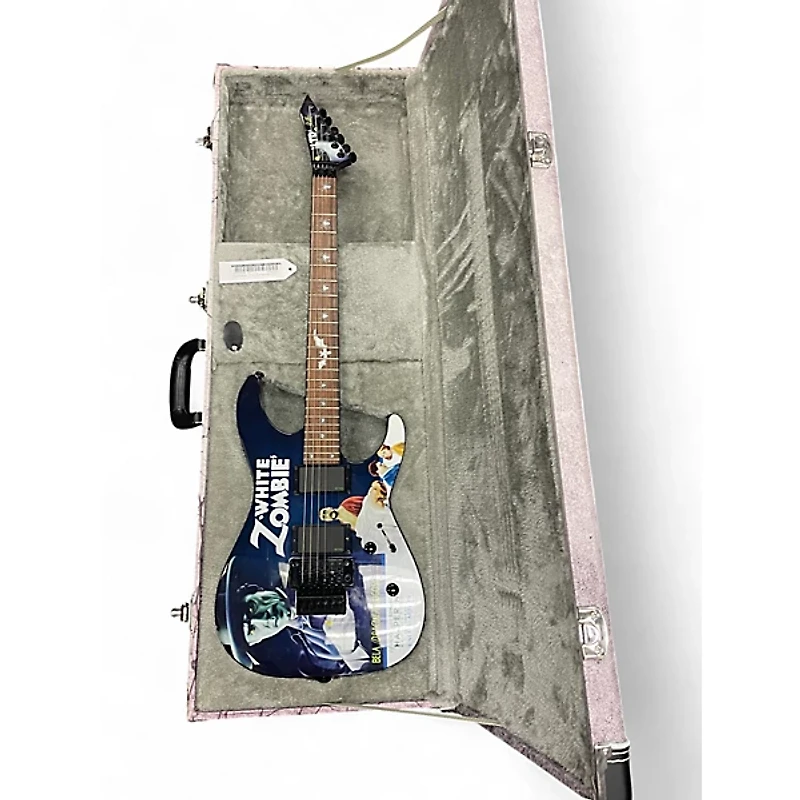 Used ESP LTD Kirk Hammett Signature White Zombie Custom Graphic Solid Body Electric Guitar