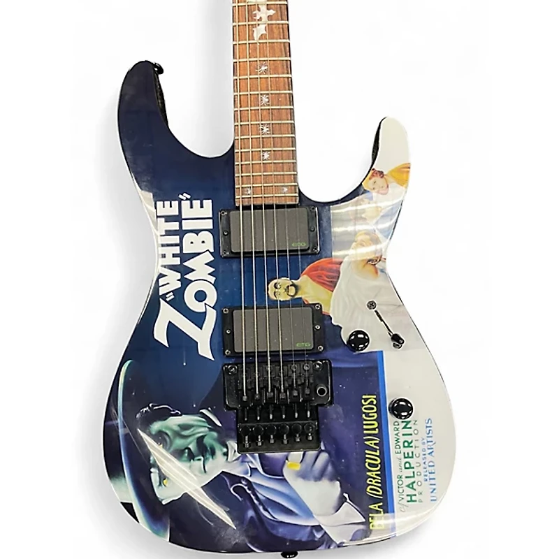 Used ESP LTD Kirk Hammett Signature White Zombie Custom Graphic Solid Body Electric Guitar