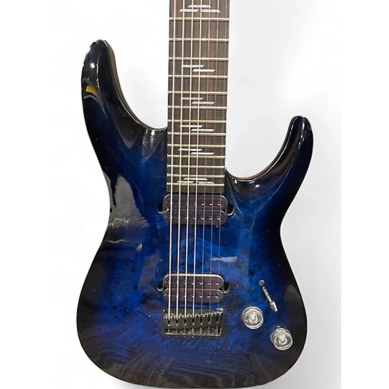 Used Schecter Guitar Research OMEN ELITE 7 Blue Burst Solid Body Electric Guitar