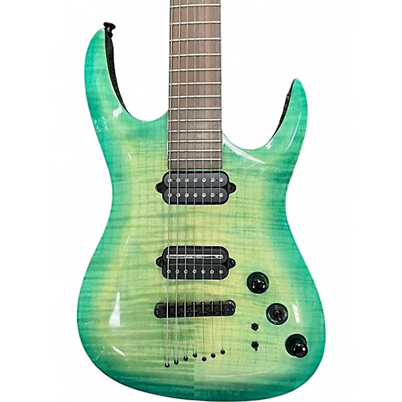 Used Agile INTERCEPTOR 7 STRING ELECRIC GREEN Solid Body Electric Guitar